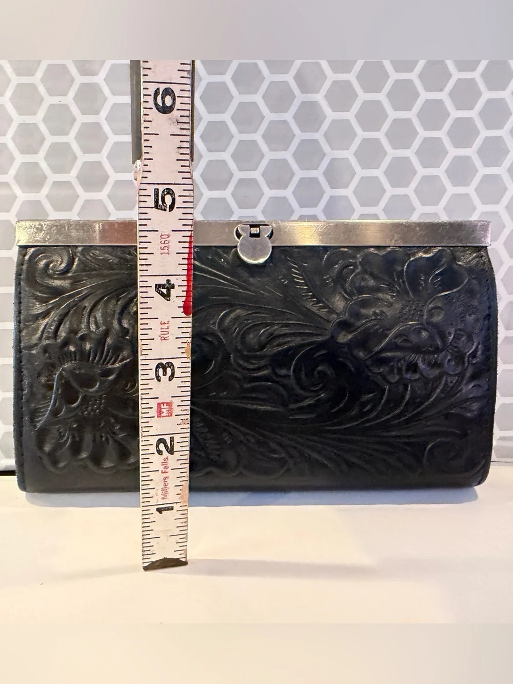 Patricia Nash Embossed Floral Leather Clutch - Black